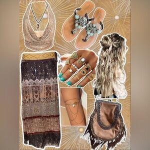 WD.NY Vintage 2000s Boho Patchwork Skirt – Sequin & Lace Detail